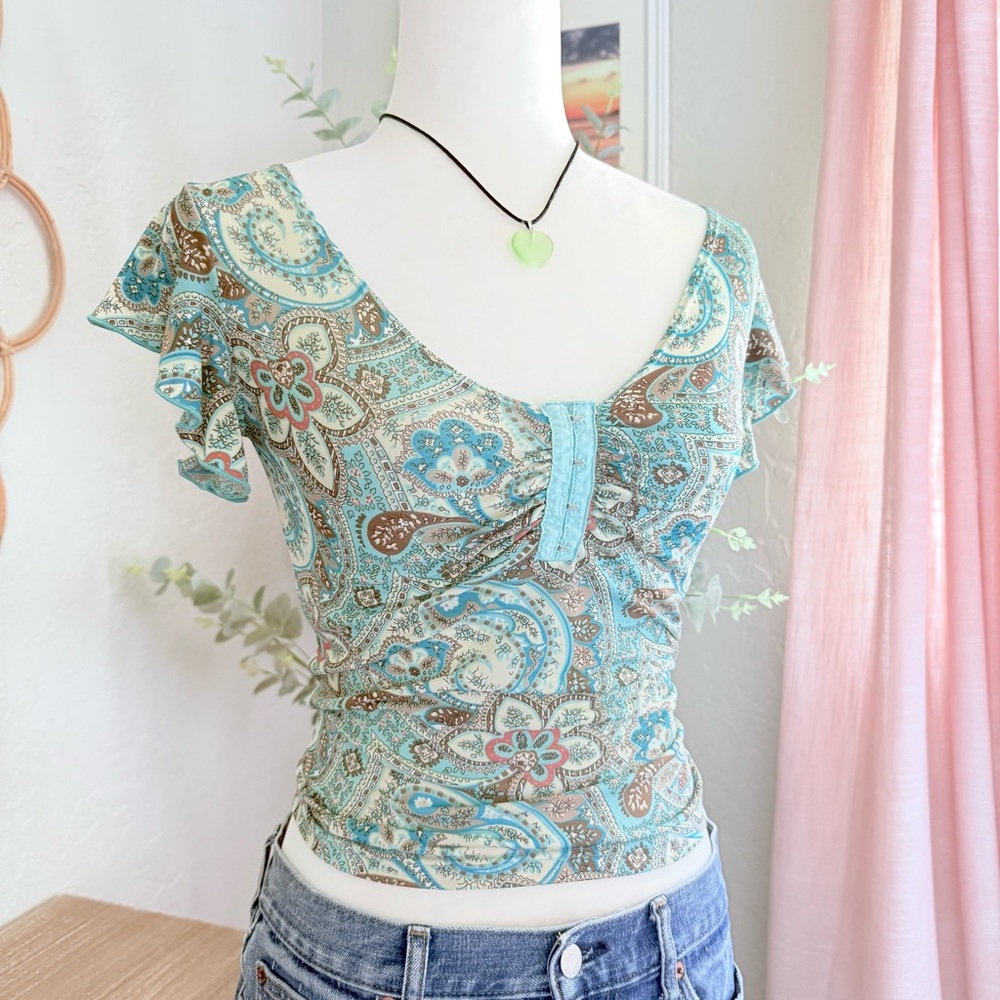 Y2K Vintage 90s Paisley Fairy Delicate Dainty Top